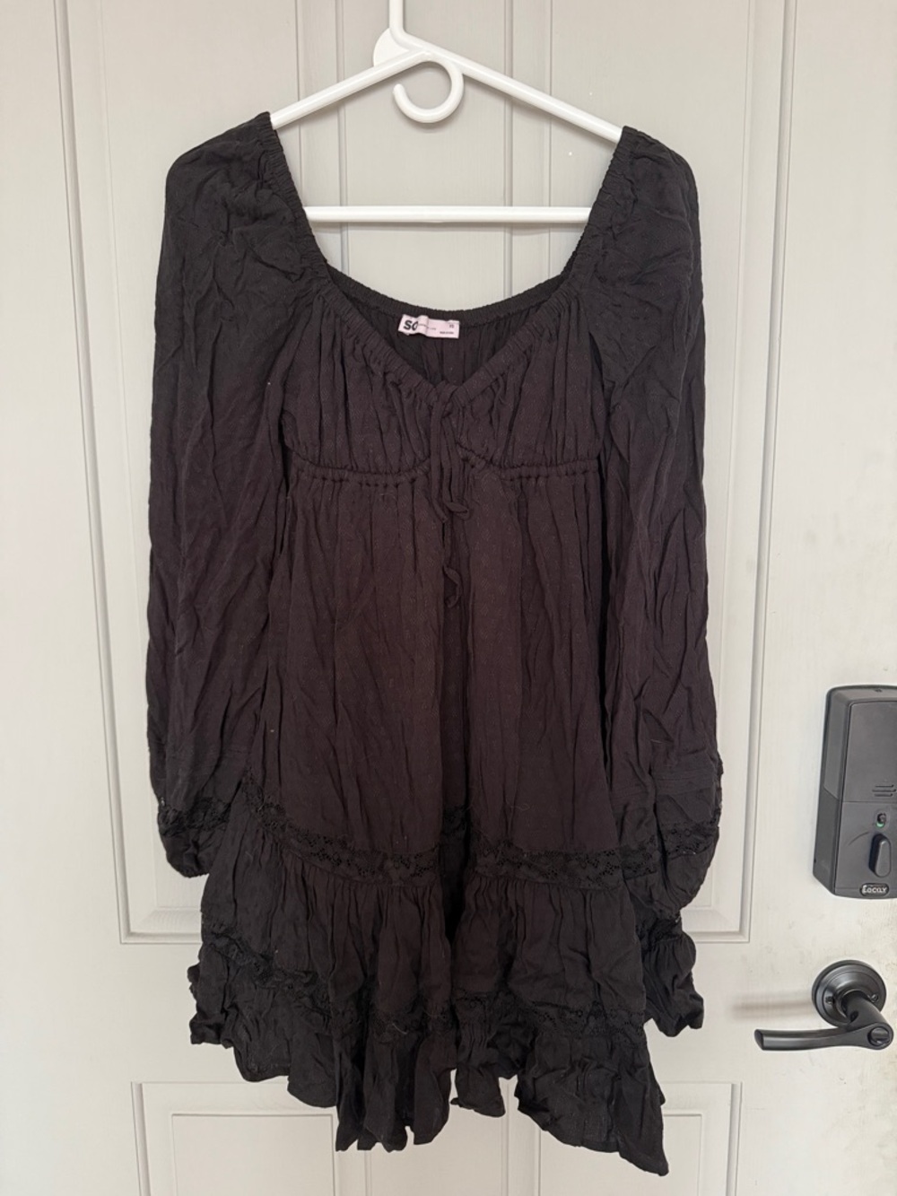 SO Black Boho Peasant Blouse